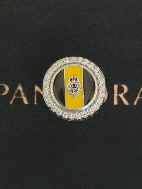 Pandora Pittsburgh Flag Silver Charm Bead with box